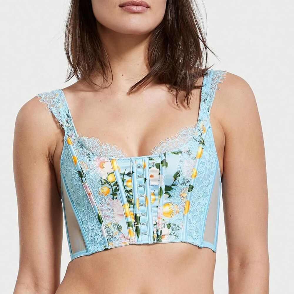 Victoria’s Secret Dream Angels Blue Lemon Lace Corset Top - Size XS